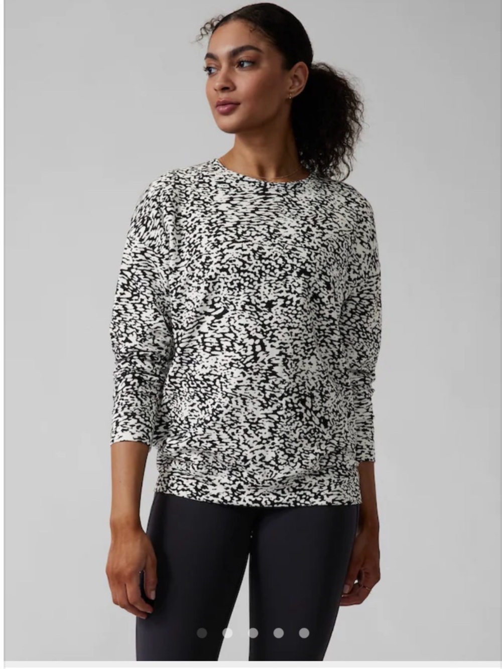 Athleta Balance Pullover Black & White Speckle Abstract print